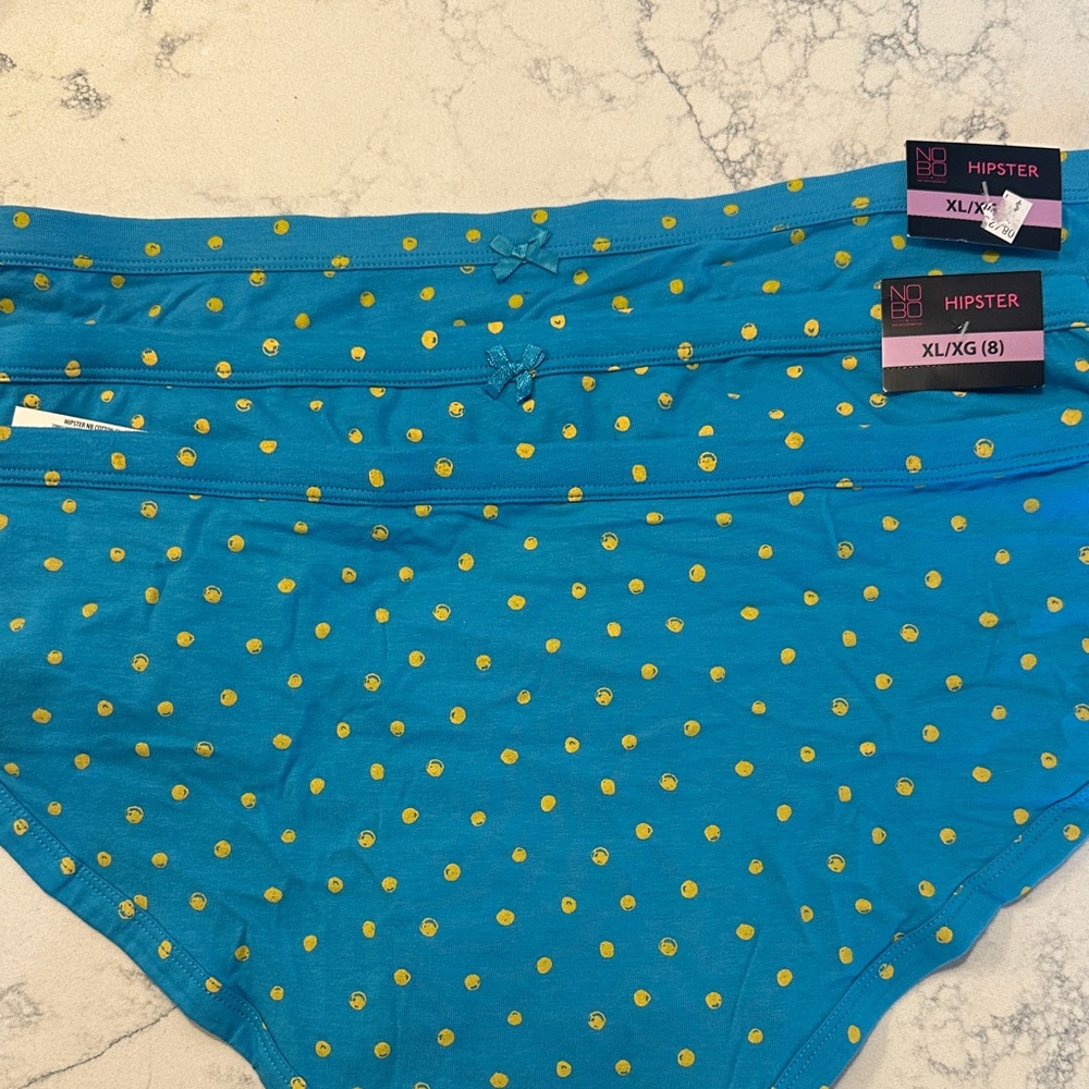 Blue Hipster Panties with Yellow Polka Dots Set of 3 XL - Picture 3 of 4